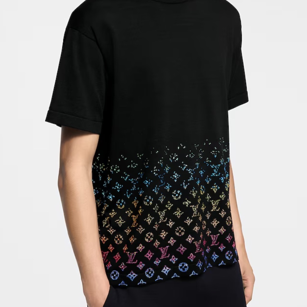 LE Louis Vuitton Monogram Gradient Embellished Crewneck Black XL